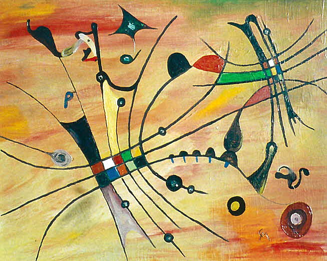 Spinnenspiel - �l auf Leinwand - 1969 - 50 x 40 cm - 800 €