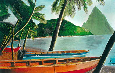 St.Lucia Karibik - �l auf Leinwand - 2000 - 60 x 40 cm - verkauft