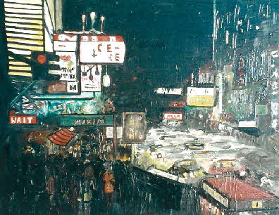 Nachtleben in San Francisco - �l auf Leinwand - 1966 - 50 x 40 cm - 800 €